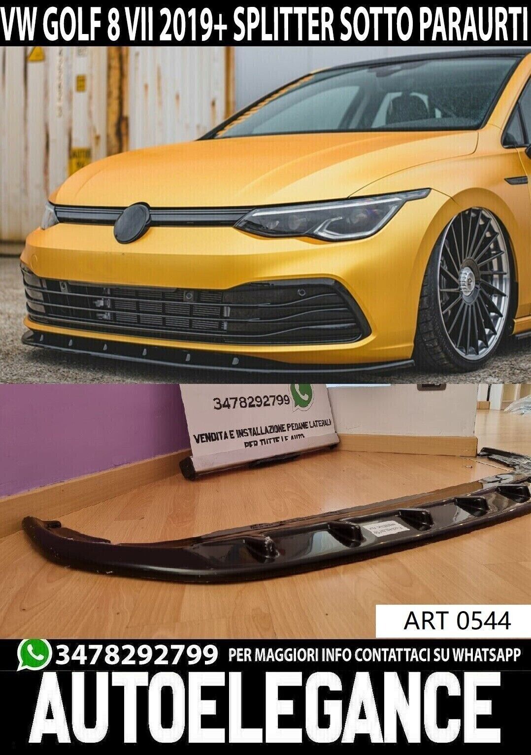 VW GOLF 8 SPLITTER STANDARD PARE-CHOC AVANT SOUS LAME ABS NOIR BRILLANT