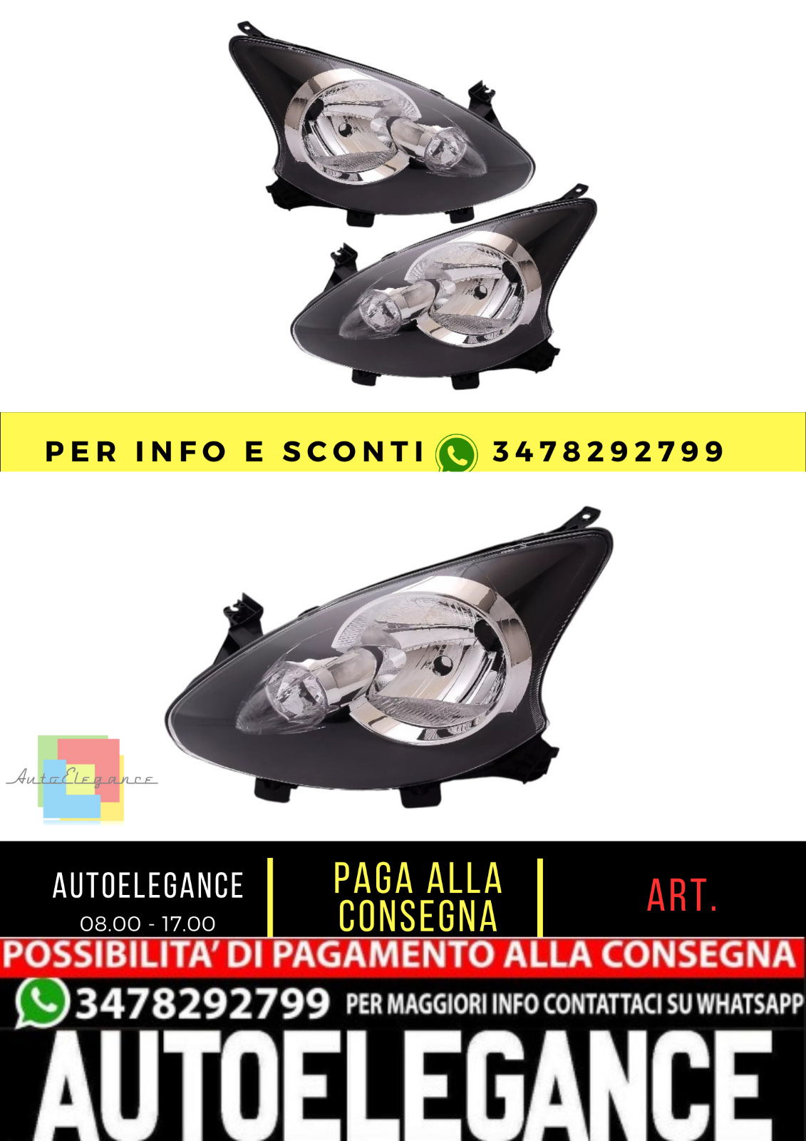 🔥Kit faro destro + sinistro per Toyota Aygo 2005-2014 vetro trasparente nero H4