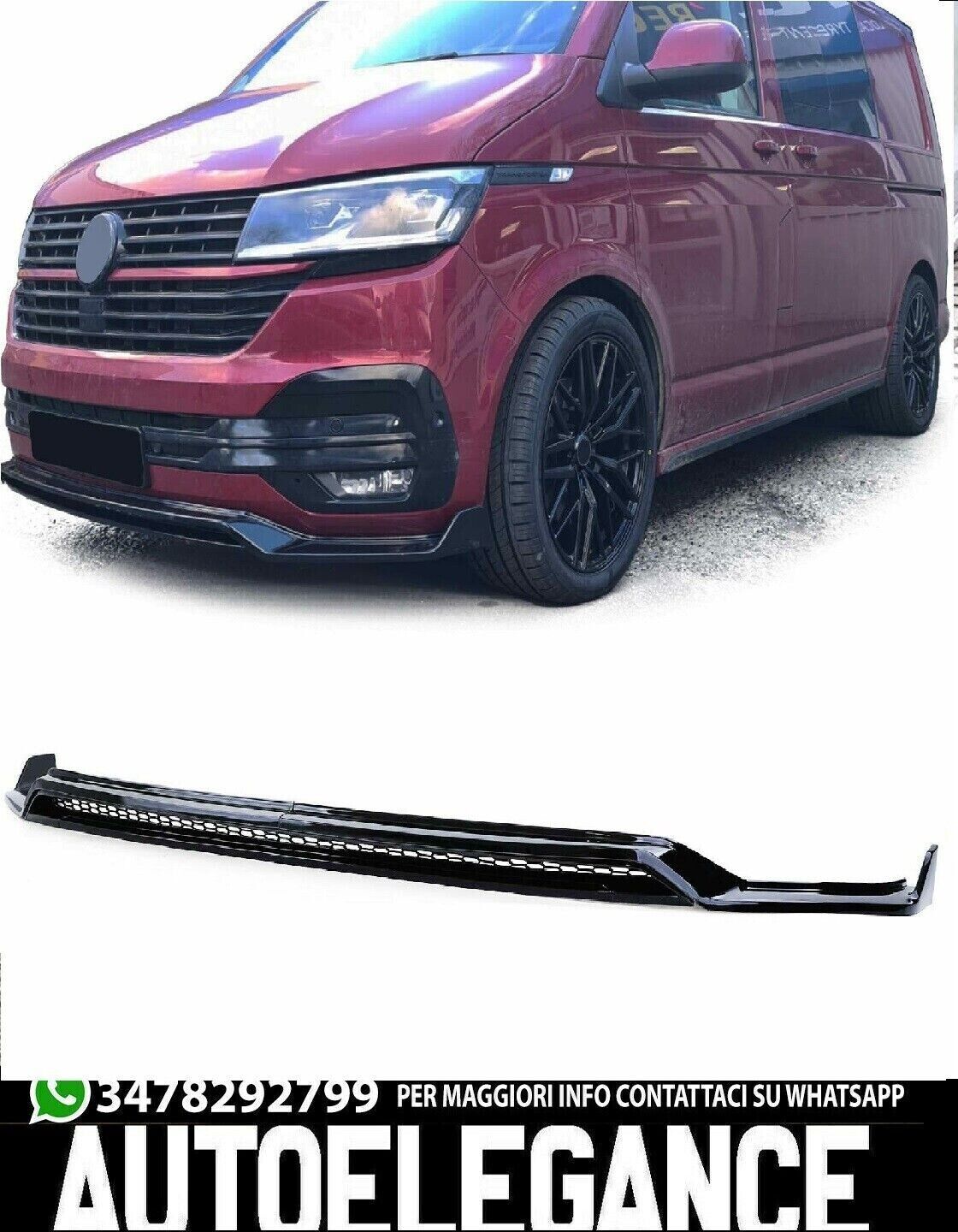 splitter avant UNDER BUMPER Gloss Black pour VW Bus T6.1 &agrave; partir de 1