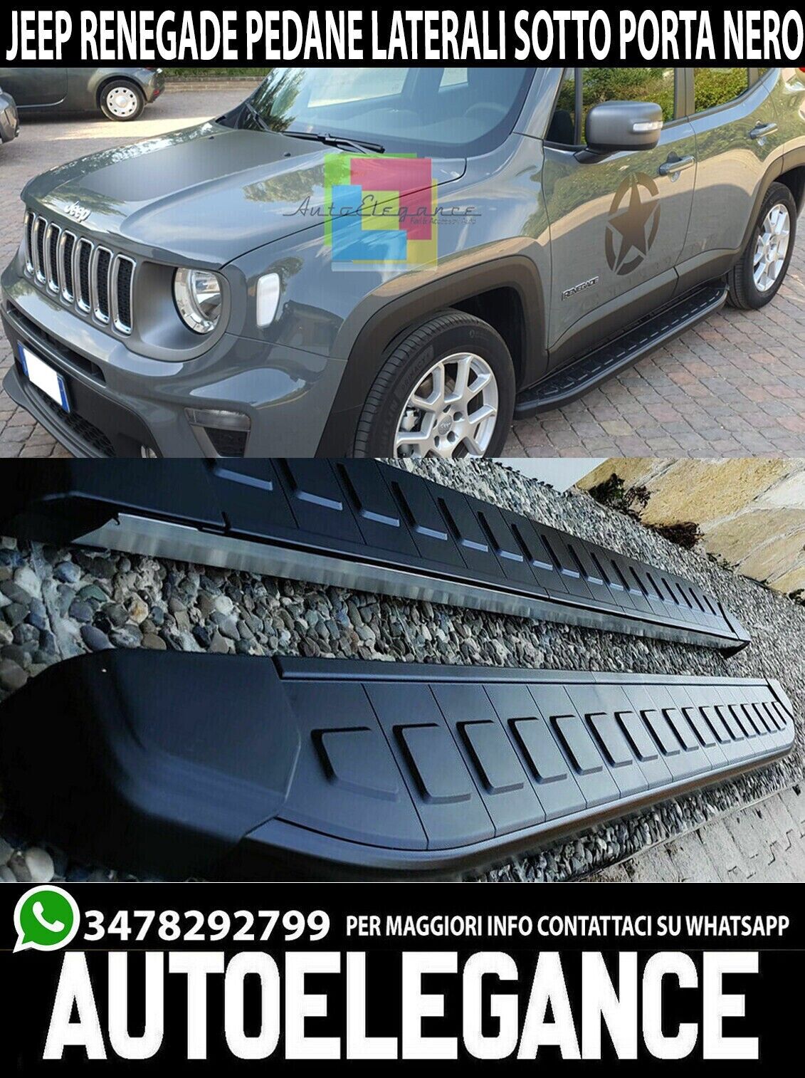 SEITENSCHRITT - JEEP RENEGADE 2014+ RUTSCHFESTE T&Uuml;RSCHWELLER SCHWARZ / SCHWARZ