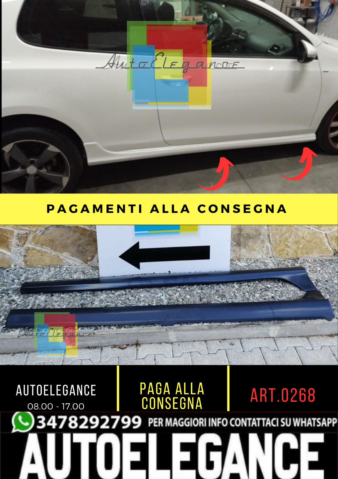 0422  Mini-Jupes Lat&eacute;ral Pour VW Golf 5 03-08 3 & 5 Portes Spoiler Sous Port