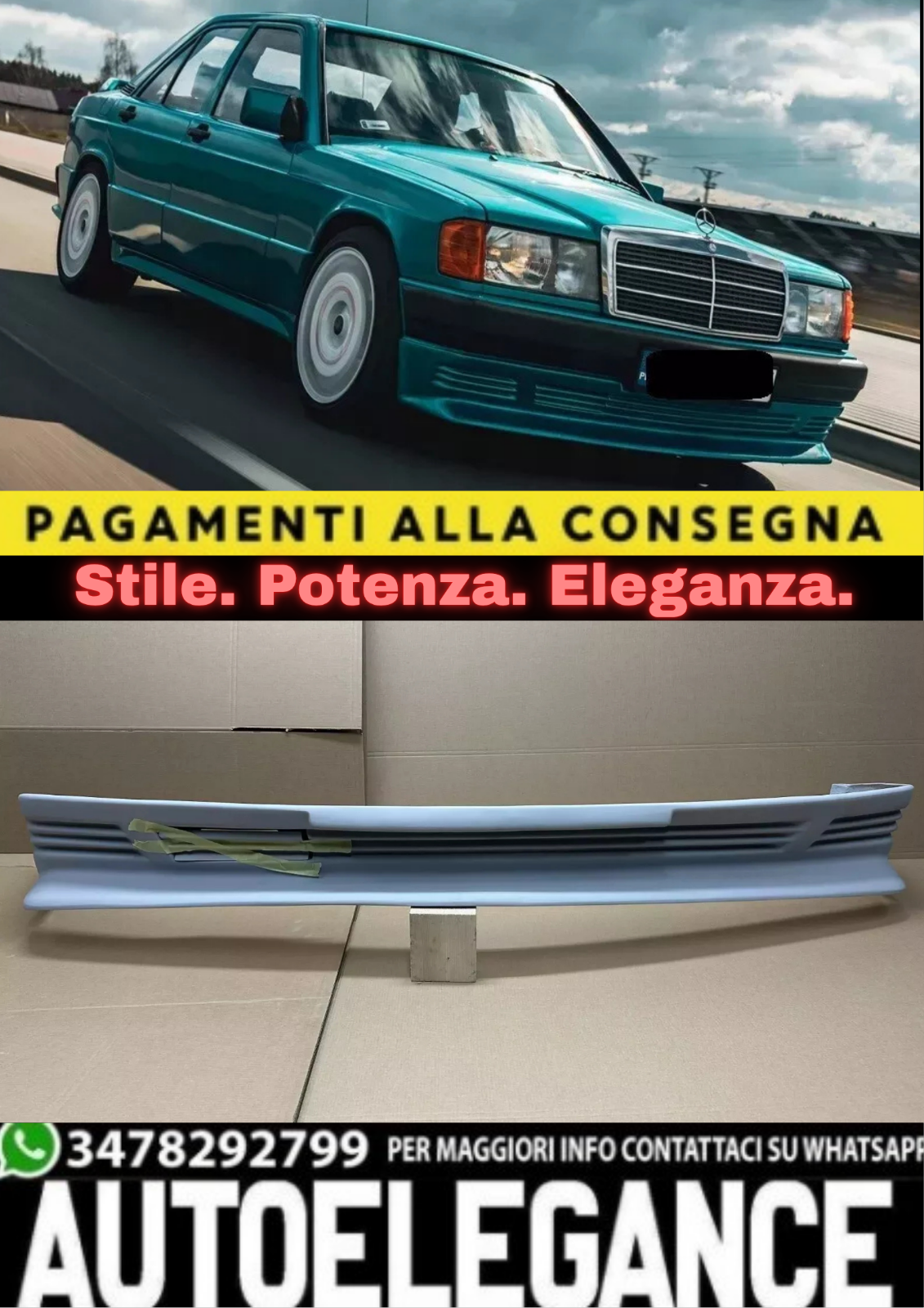 Spoiler Avant Kamei pour Mercedes 190 (W201) &ndash; Style Vintage Racing