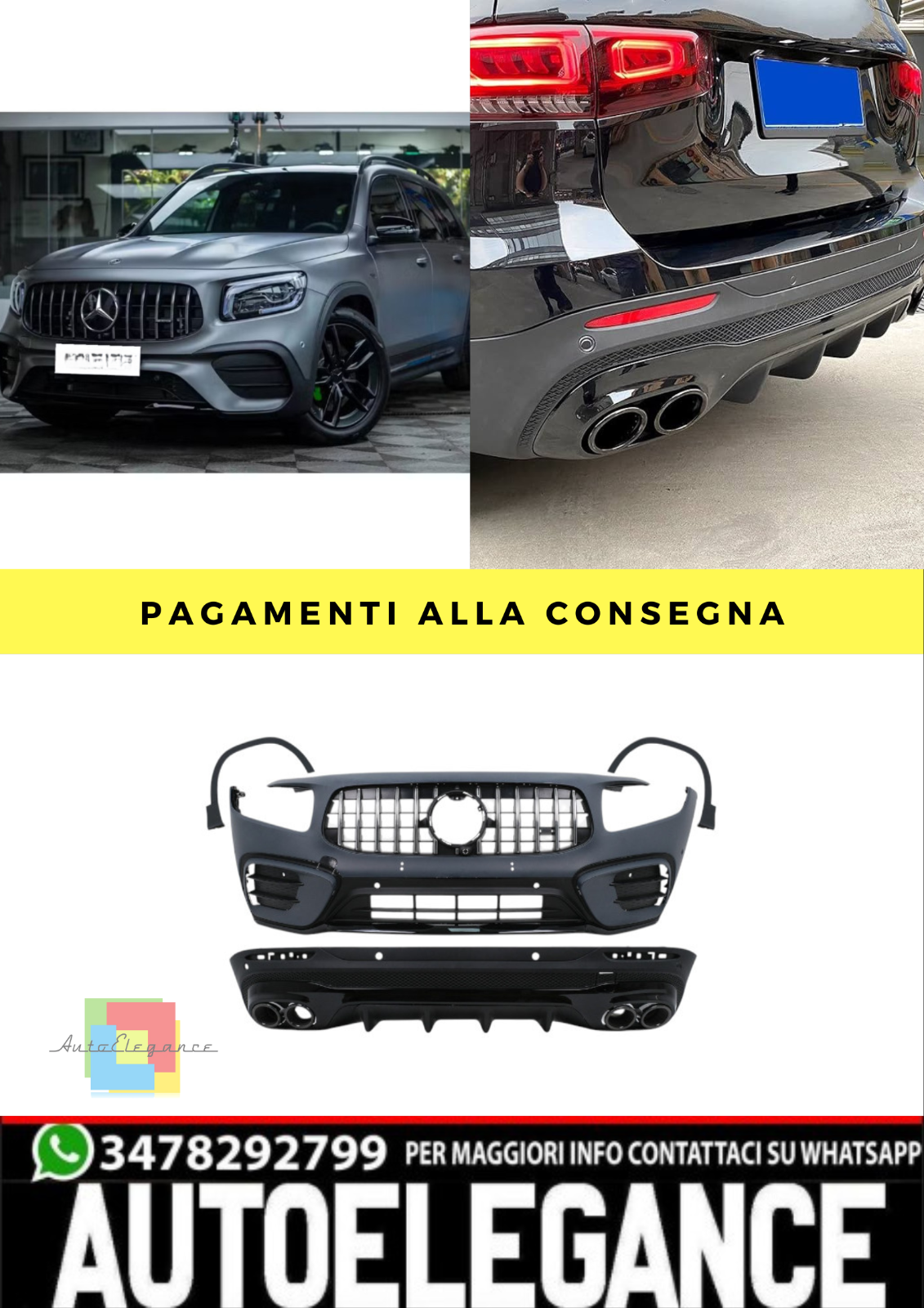 ⭐BODYKIT ADATTO PER MercedesGLB X24719-23 GLB35 Design Twin Terminali di scaric⭐