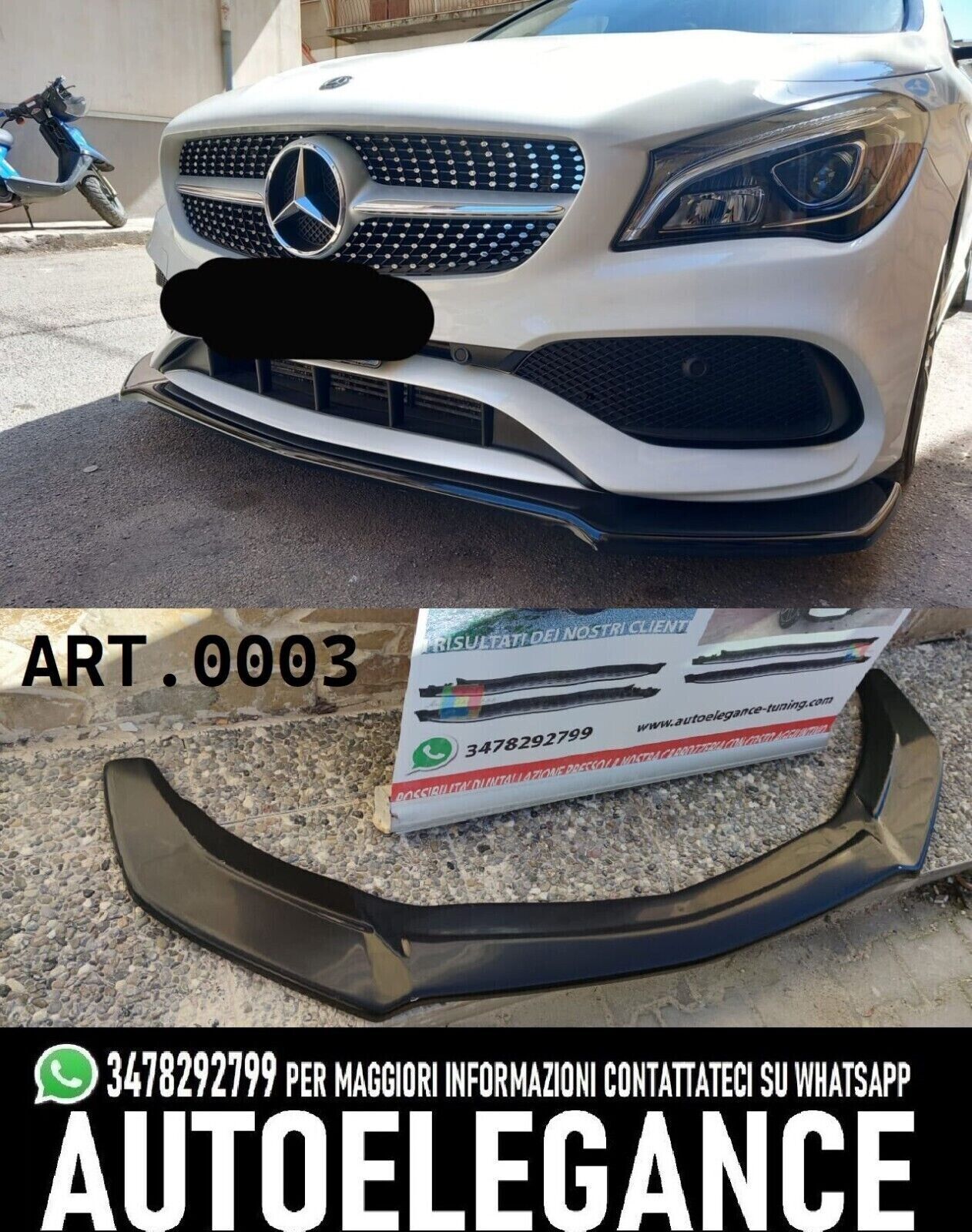 LAME DE SPOILER DE PARE-CHOCS AVANT MERCEDES CLA W117 2017+ AMG SPLITTER NOIR