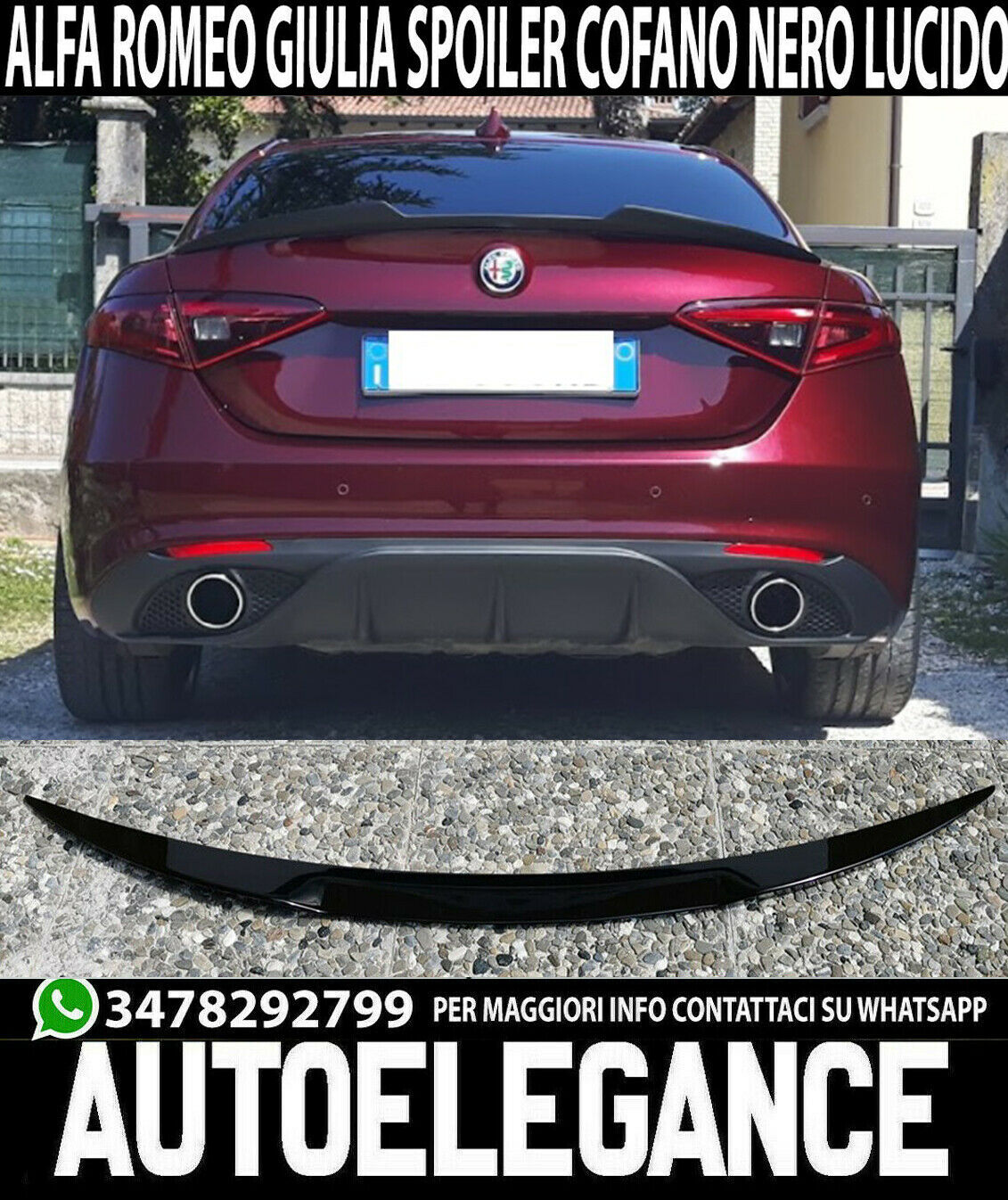 Spoiler Coffre Alfa Romeo Giulia &agrave; Partir De 2015 + Desing Sportif ABS/Plastique
