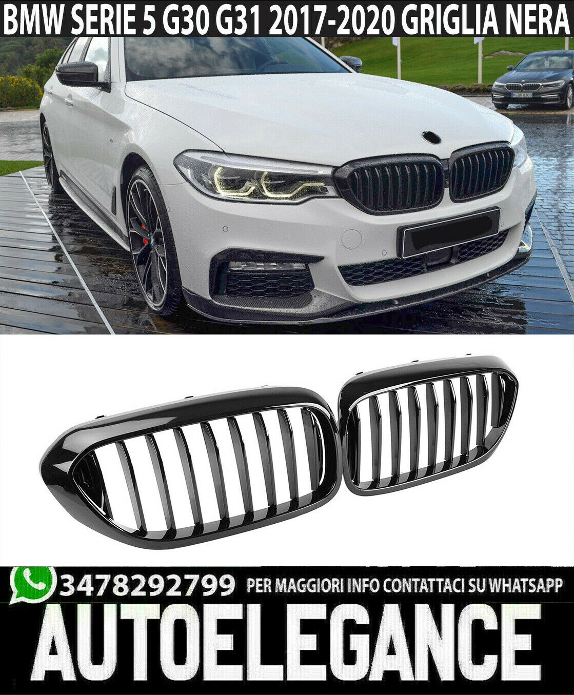 Rejillas Delanteros Banda M Negro M&aacute;scaras Para BMW Serie 5 G30 G31 2017-2019