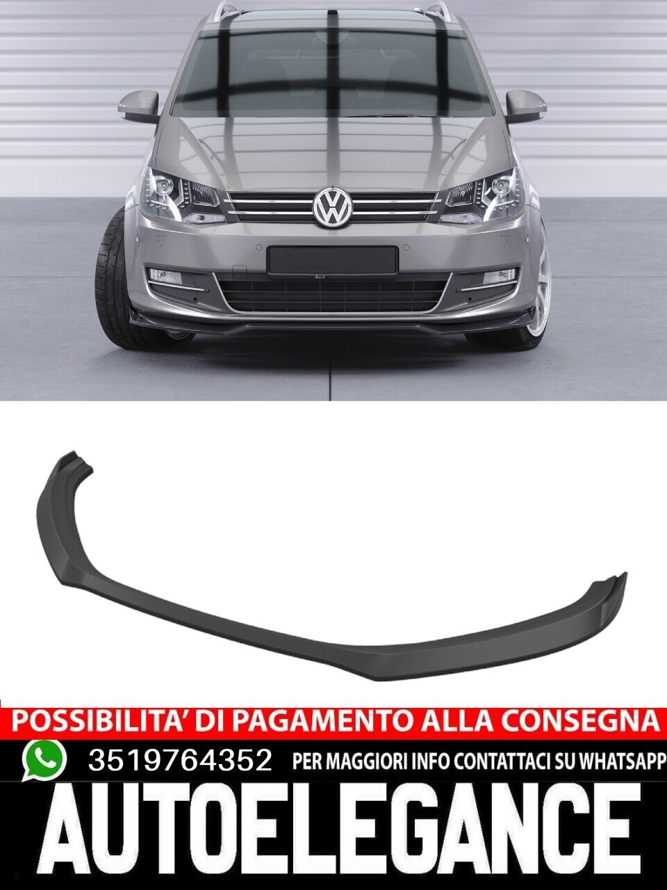 SPOILER-SPLITTER PASSEND F&Uuml;R VW Sharan 2 (7N) SCHWARZGLANZ-OPTIK, SPORTLICHES