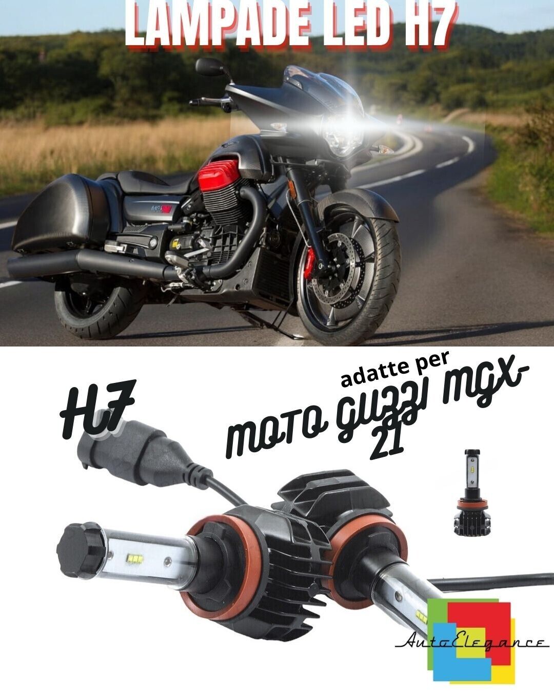 KIT LED H7 6000K CANBUS XENON 9800 MOTO GUZZI MGX-21 LUMEN
