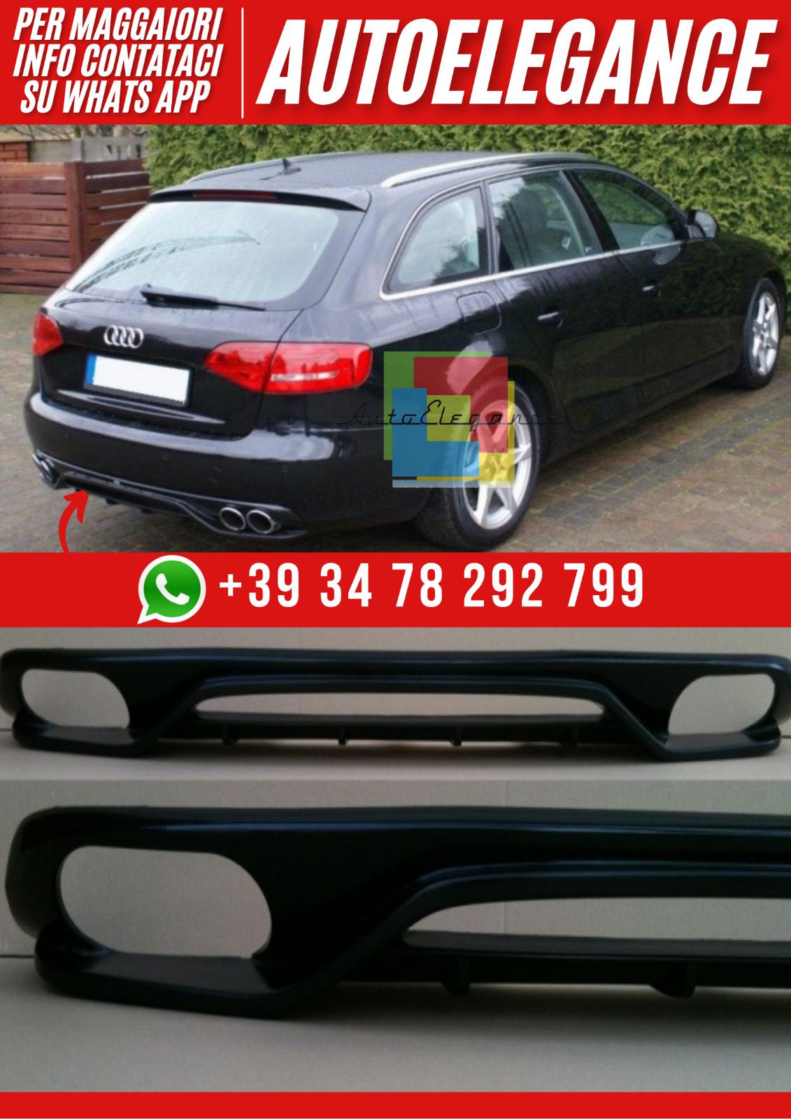 ??Diffuseur Arri&egrave;re Pour Audi A4 B8 2008&ndash;2011 Avant &ndash; Design Sportif??