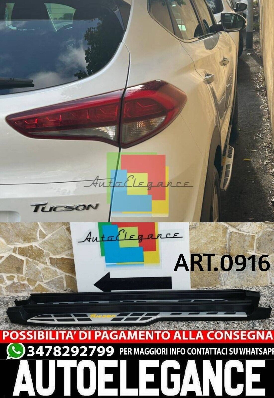 PEDANE LATERALI ADATTE PER HYUNDAI TUCSON 2015-2019 (LOGO GIALLO) LOOK SPORTIVO