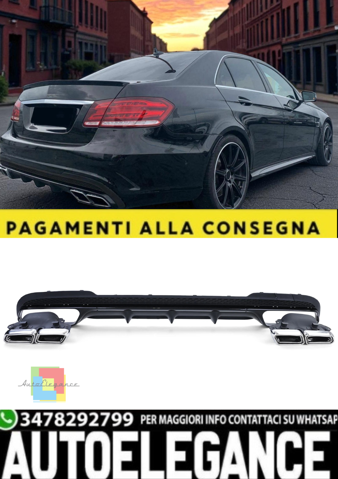 Diffusore Posteriore con Terminali di Scarico per Mercedes Classe E W212