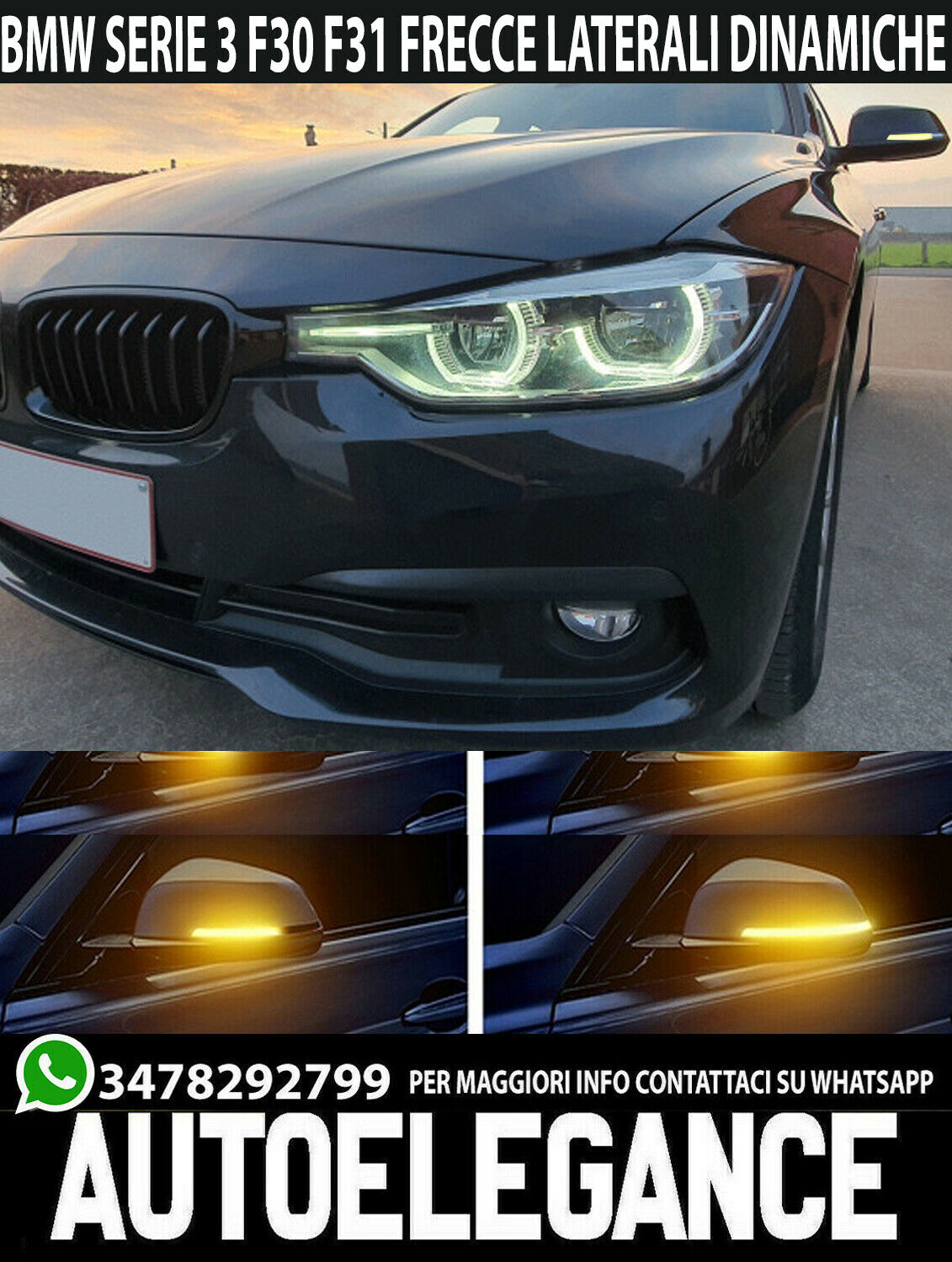 FRECCE LED DINAMICHE BMW SERIE 3 F30 F31 2011-2018 SPECCHI LATERALI SCORREVOLI