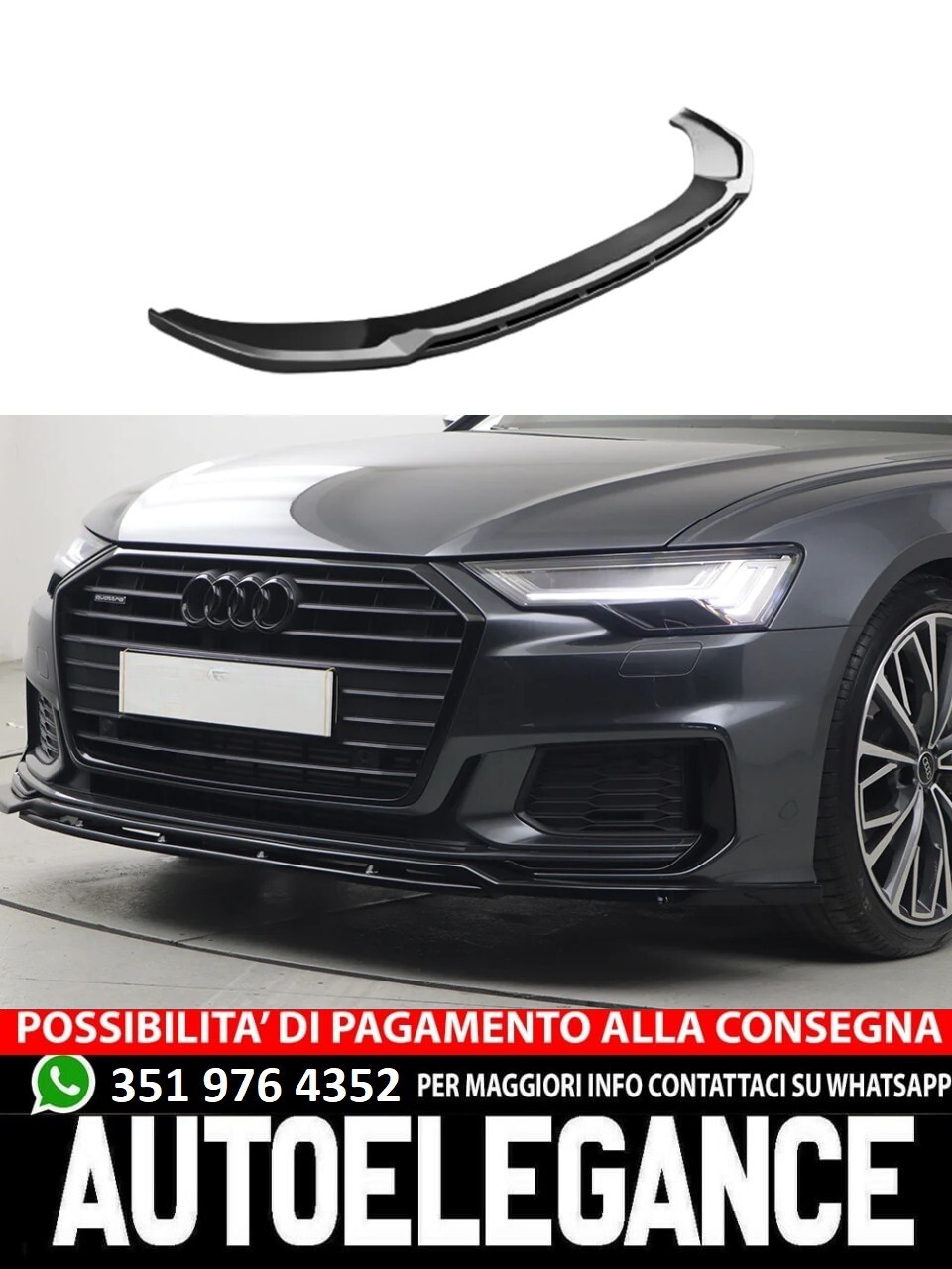 0019 Splitter anteriore adatto per Audi S6 C8 (Sedan-Avant) 2019+