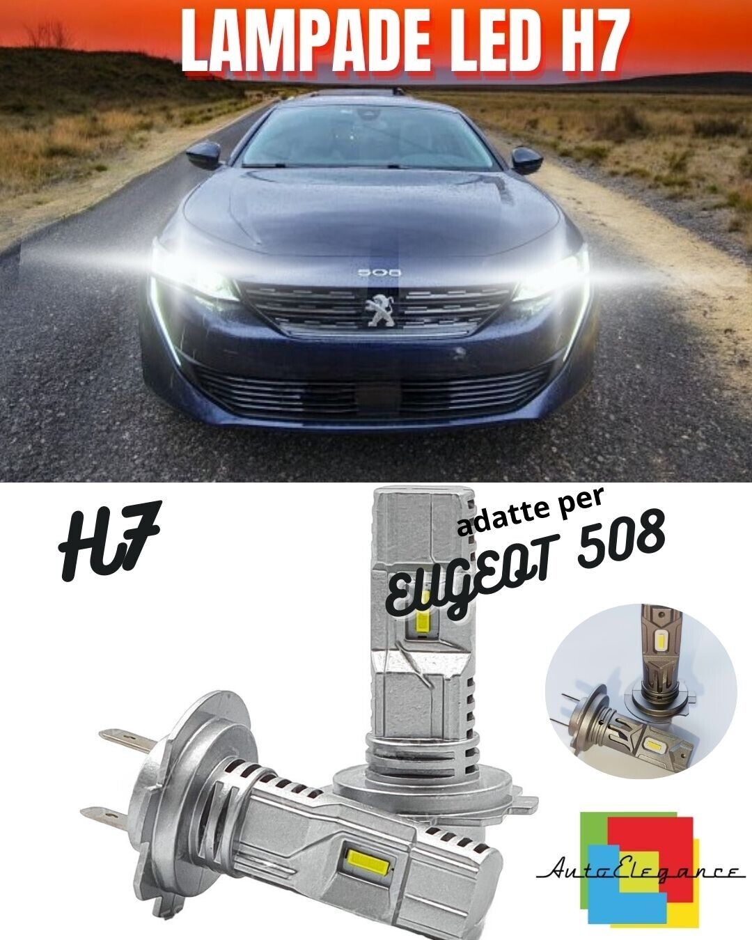 KIT LED H7 PER PEUGEOT 508 6000K BIANCO 6000 LUMEN CANBUS ABBAGLIANTI