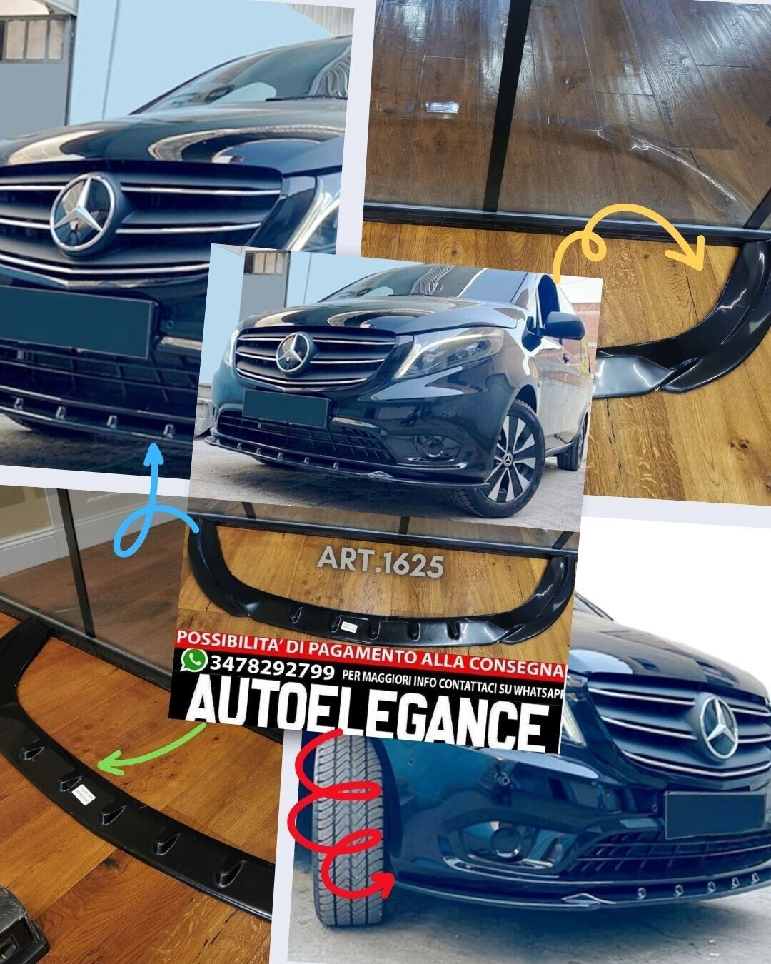 SPLITTER GEEIGNET F&Uuml;R MERCEDES VITO W447 STANDARD 2014+ LOOK GLOSS BLACK V3