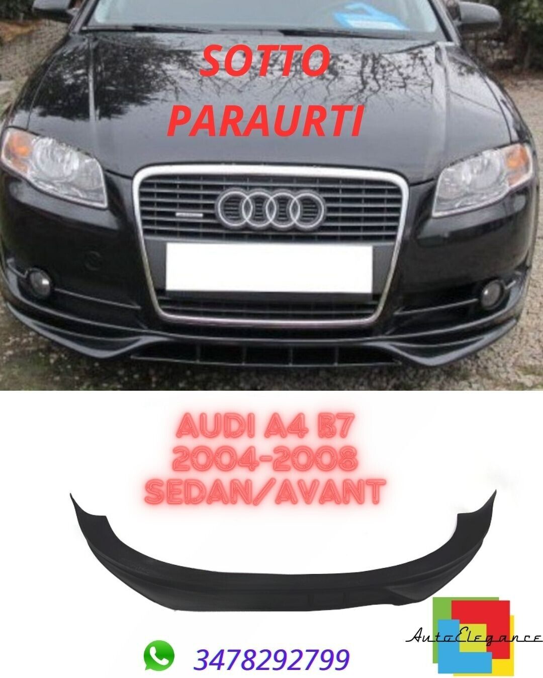 ??SOTTO PARAURTI ADATTO PER Audi A4 B7 2004-2008 Sedan/Avant ??