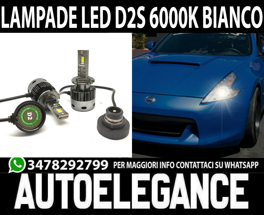 COPPIA LAMPADE D2S A LED 6000K BIANCO PER NISSAN 370Z 12000LM CANBUS