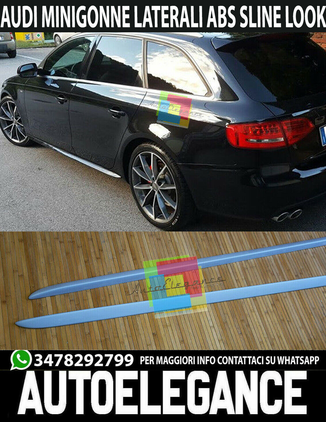 MINIGONNE LATERALI AUDI A4 B8 8K AVANT BERLINA SLINE S4 RS4 ABS GREZZO