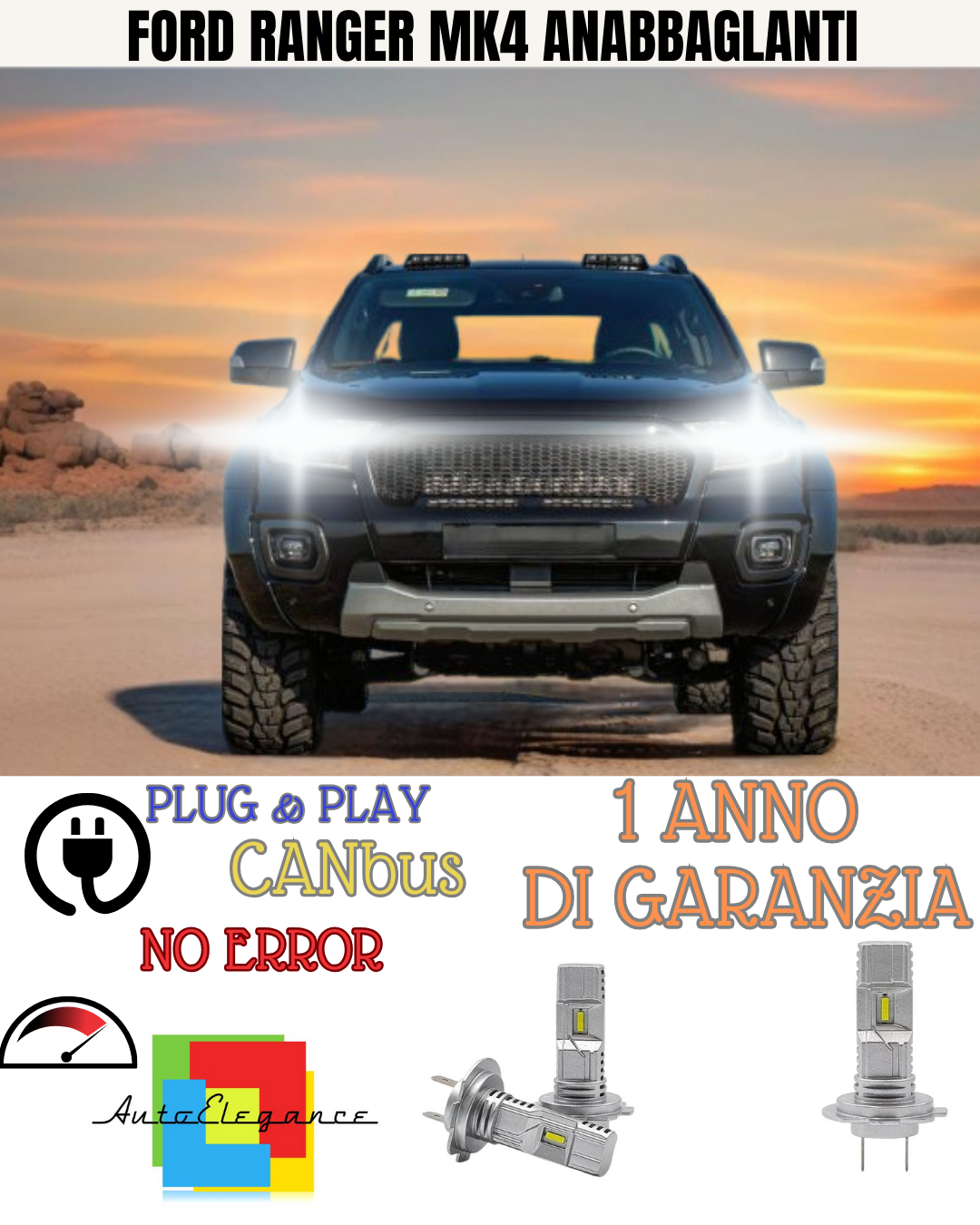 🔥KIT FULL LED FORD RANGER MK4 6000K BIANCO ANABBAGLIANTI 🔥