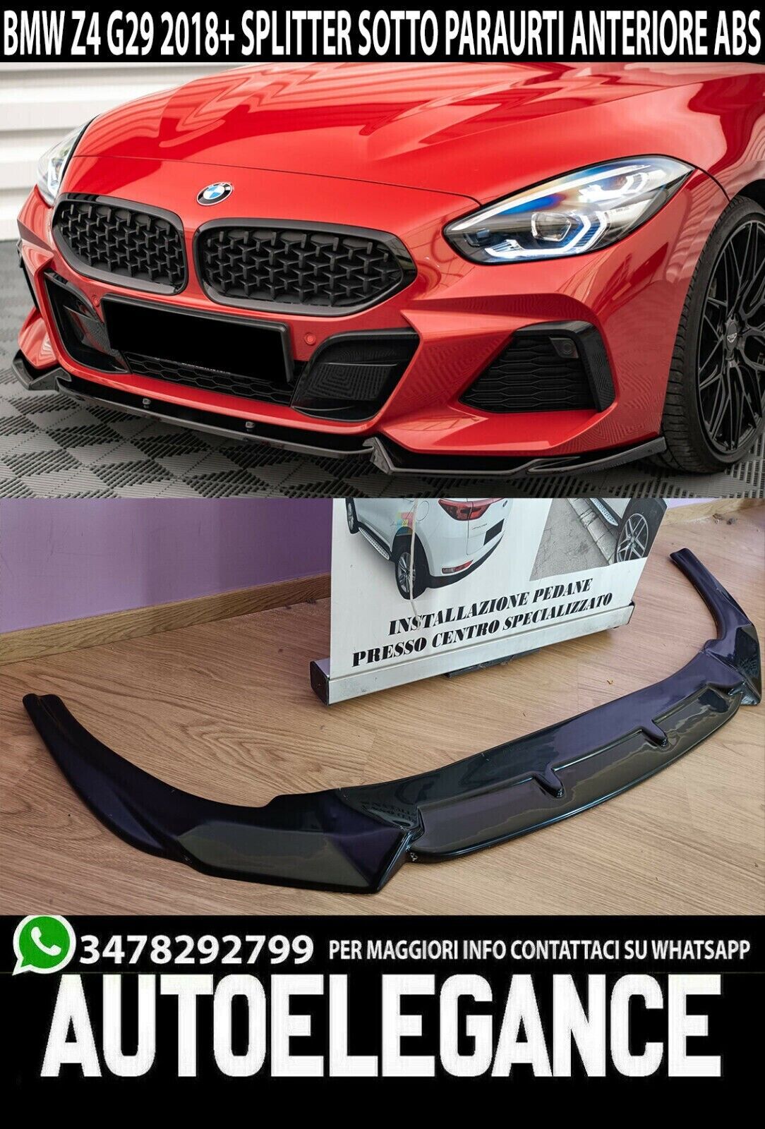 LAME BMW Z4 G29 M 2018+ SPLITTER SOUS PARE-CHOC AVANT NOIR BRILLANT