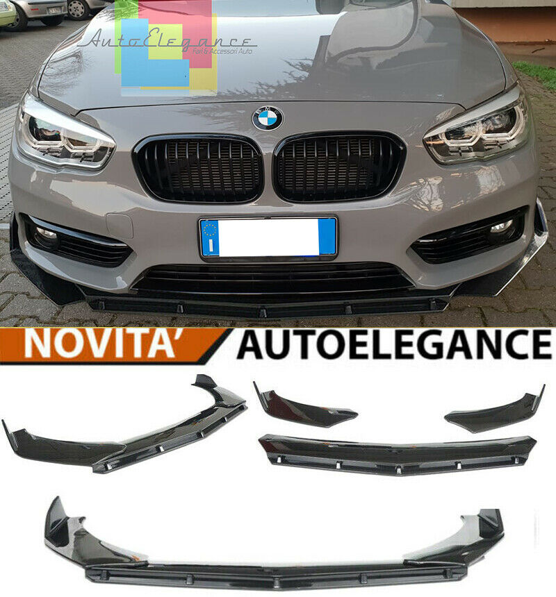 BMW SERIE 1 F20 F21 LCI SPLITTER PARAURTI ANTERIORE NERO LUCIDO LOOK RS - 3P -