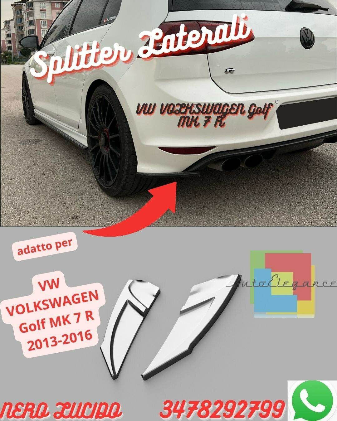 Splitter Laterales Posteriores VW VOLKSWAGEN Golf MK 7 R 2013-2016