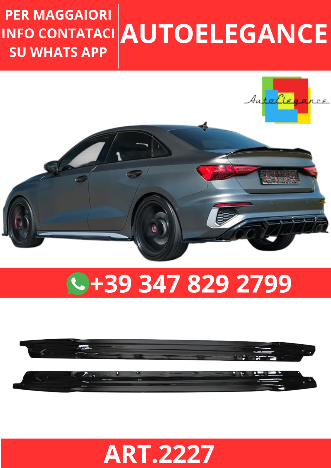 ART.2227 Unten Schweller A3 8Y S3 2020-2024 (Limousine/Sportback) Sw Poliert