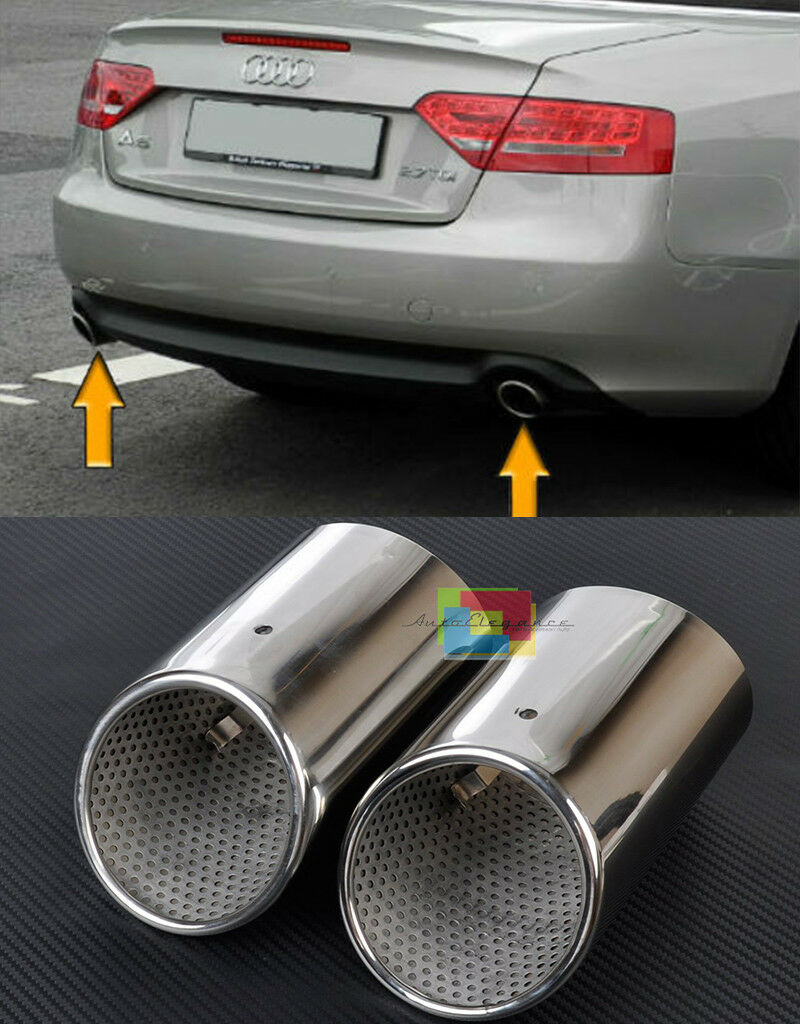AUDI A5 CABRIO 2008-2016 COPPIA TERMINALI DI SCARICO CROMATI ACCIAIO INOX SLINE