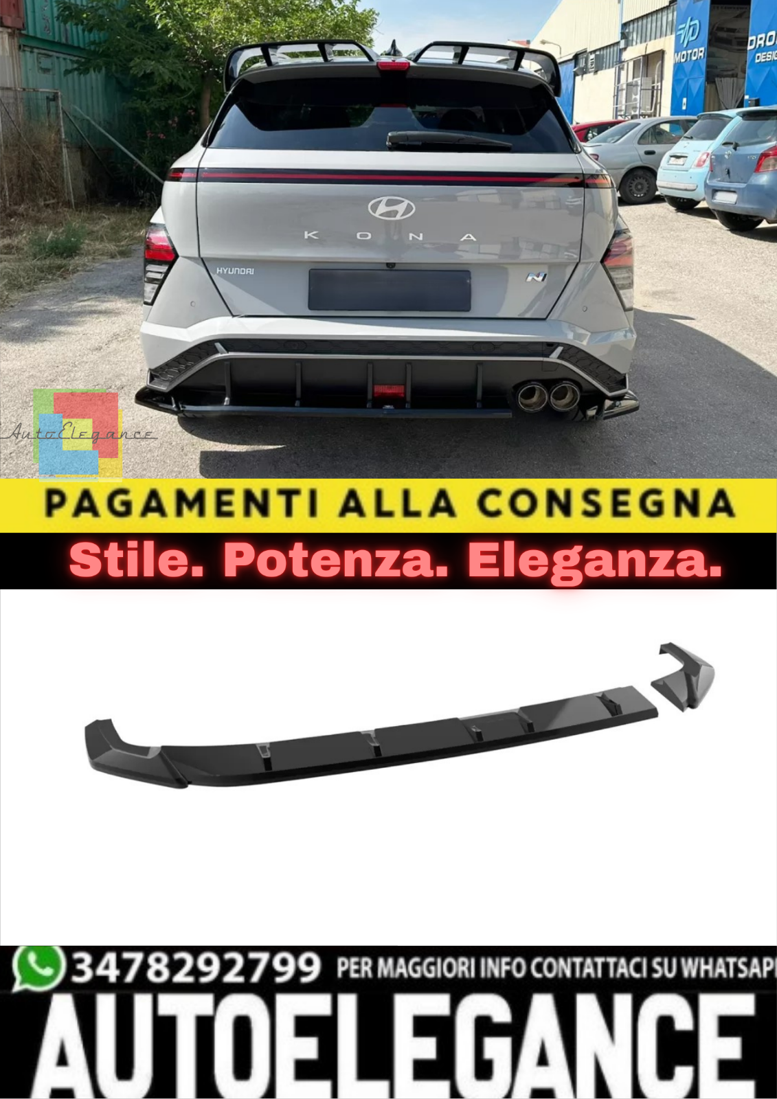 🔥REAR SPLITTER ADATTO PER HYUNDAI KONA N-LINE MK2🔥