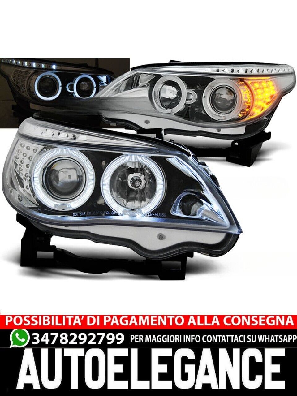 Phares Angel Eyes Indicateur LED Chrome pour BMW E60/E61 03-07
