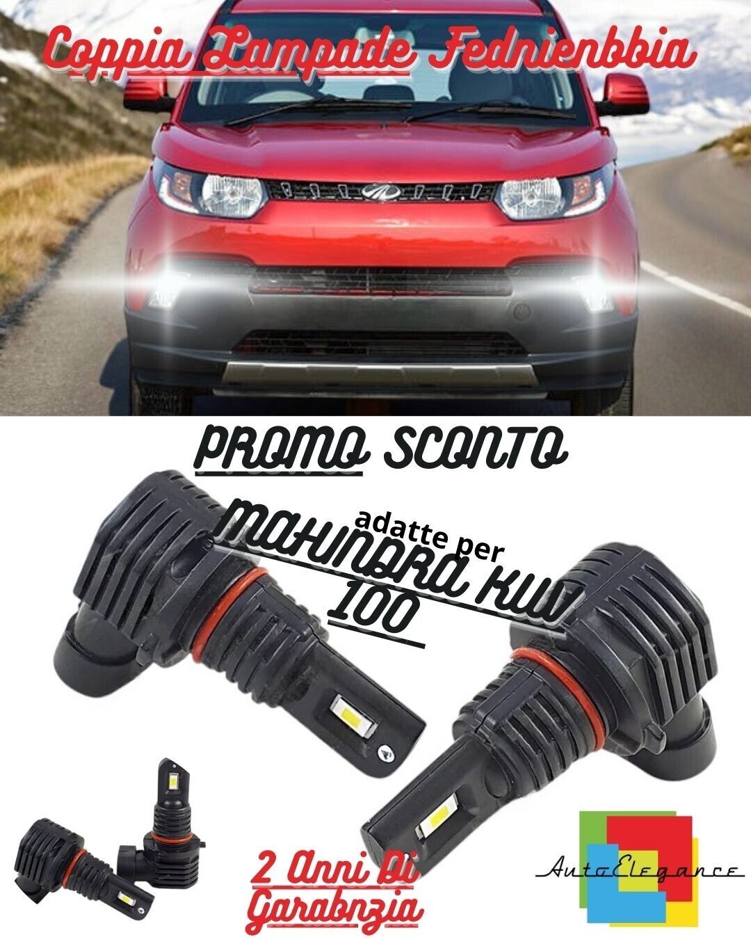 ??KIT LED H11 6000K BIANCO CANBUS FENDINEBBIA PER MAHINDRA KUV 100??