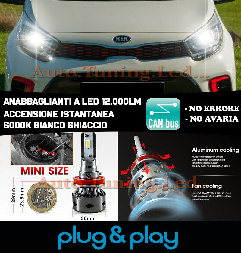 LAMPADE ANABBAGLIANTI LED KIA PICANTO JA ISTANTANEO NO AVARIA 12.000LM