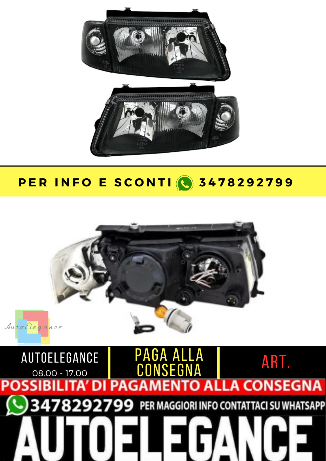🔥Set fari + frecce per VW PASSAT 3B in nero con fendinebbia NSW🔥