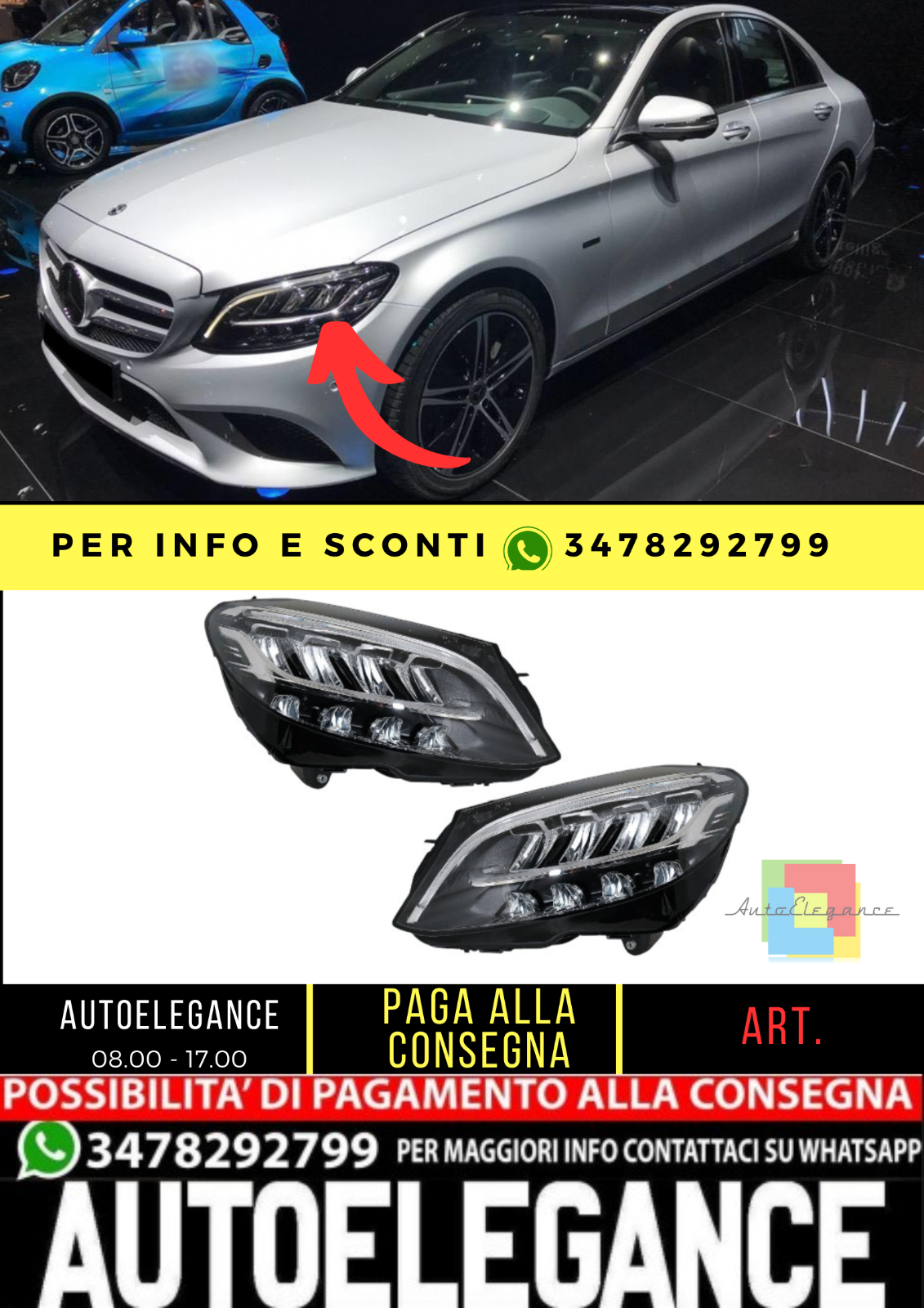 Fari full LED adatti per Mercedes Classe C W205 S205