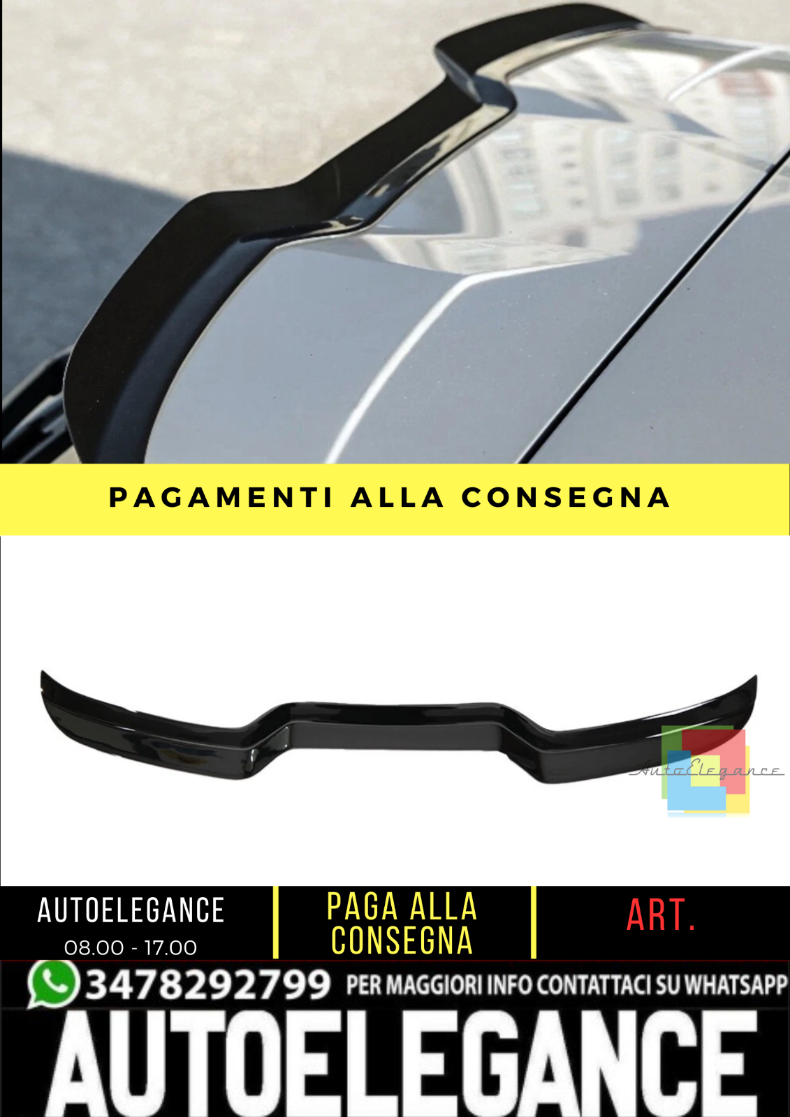 Spoiler sur Le Toit Adapt&eacute; pour Audi RS3 8V Sportback &agrave; Partir De 2015 Au 2016