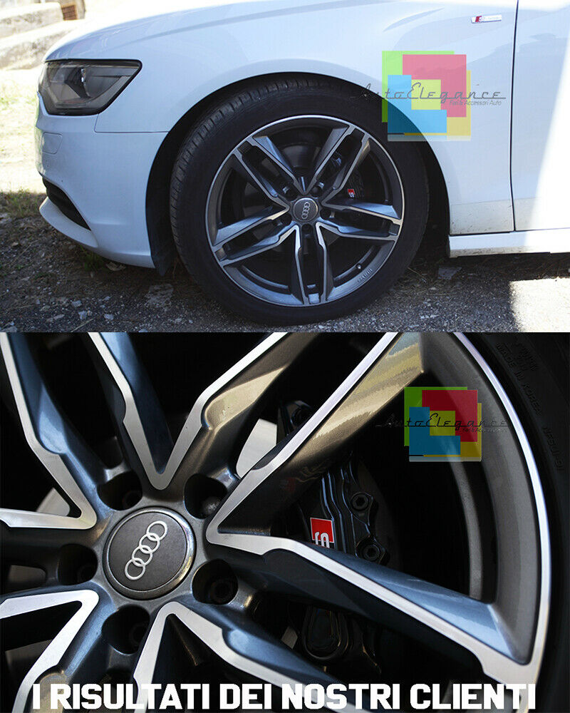 AUDI SET 4x COVER COPRI PINZE FRENI NERO ANTERIORI & POSTERIORI LOOK SLINE -3