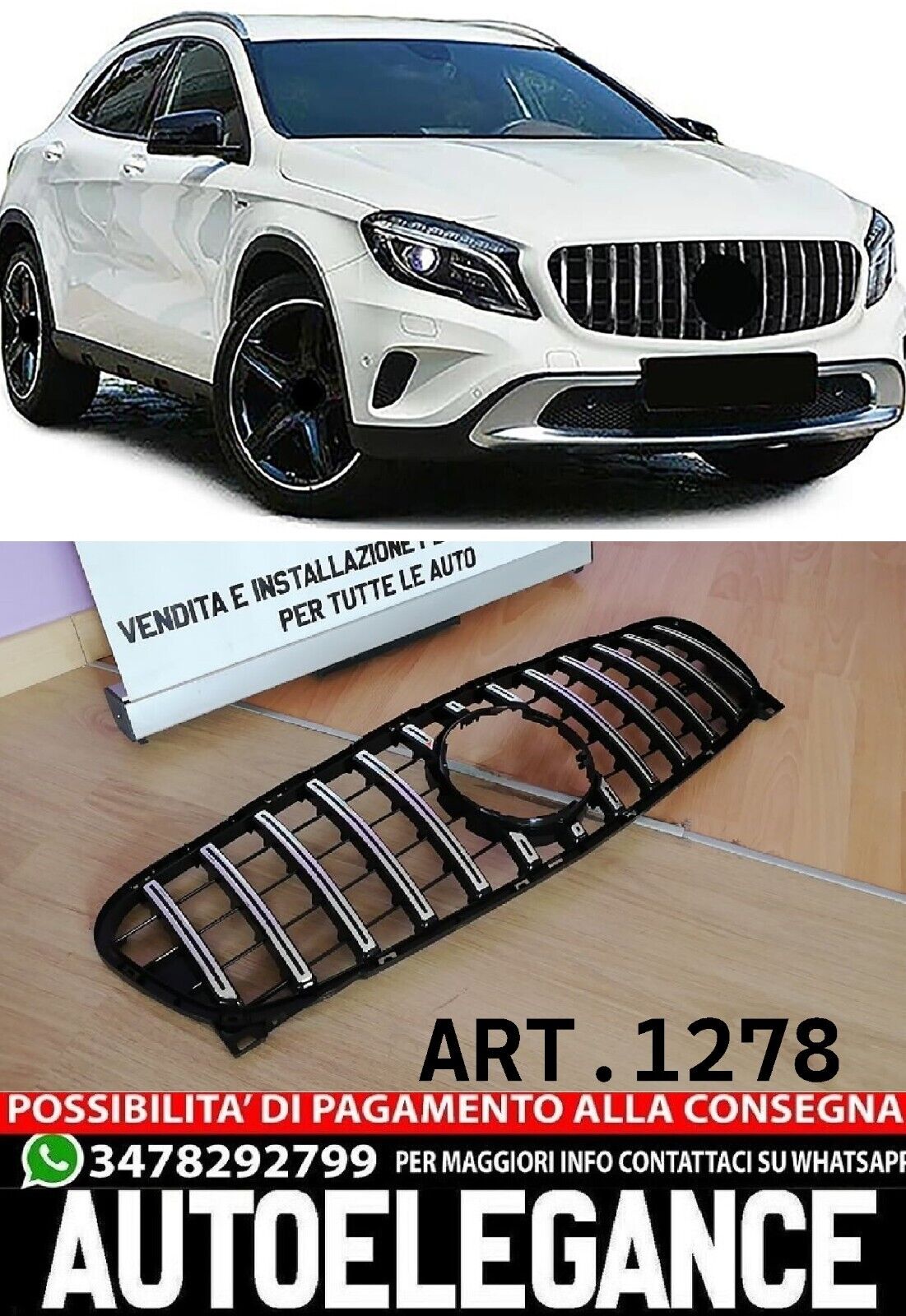 Gitter Geeignet f&uuml;r Mercedes Gla X156 2016-2018 Look Gt Chrom