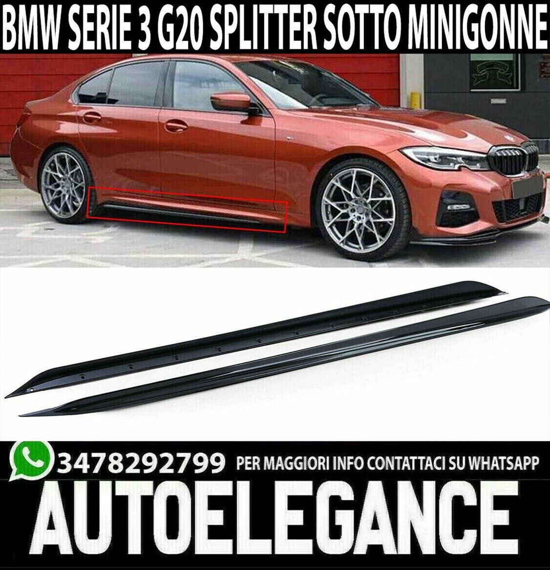 BMW SERIE 3 G20 2019+ SPLITTER BAJO FALDA ABS NEGRO BRILLO.