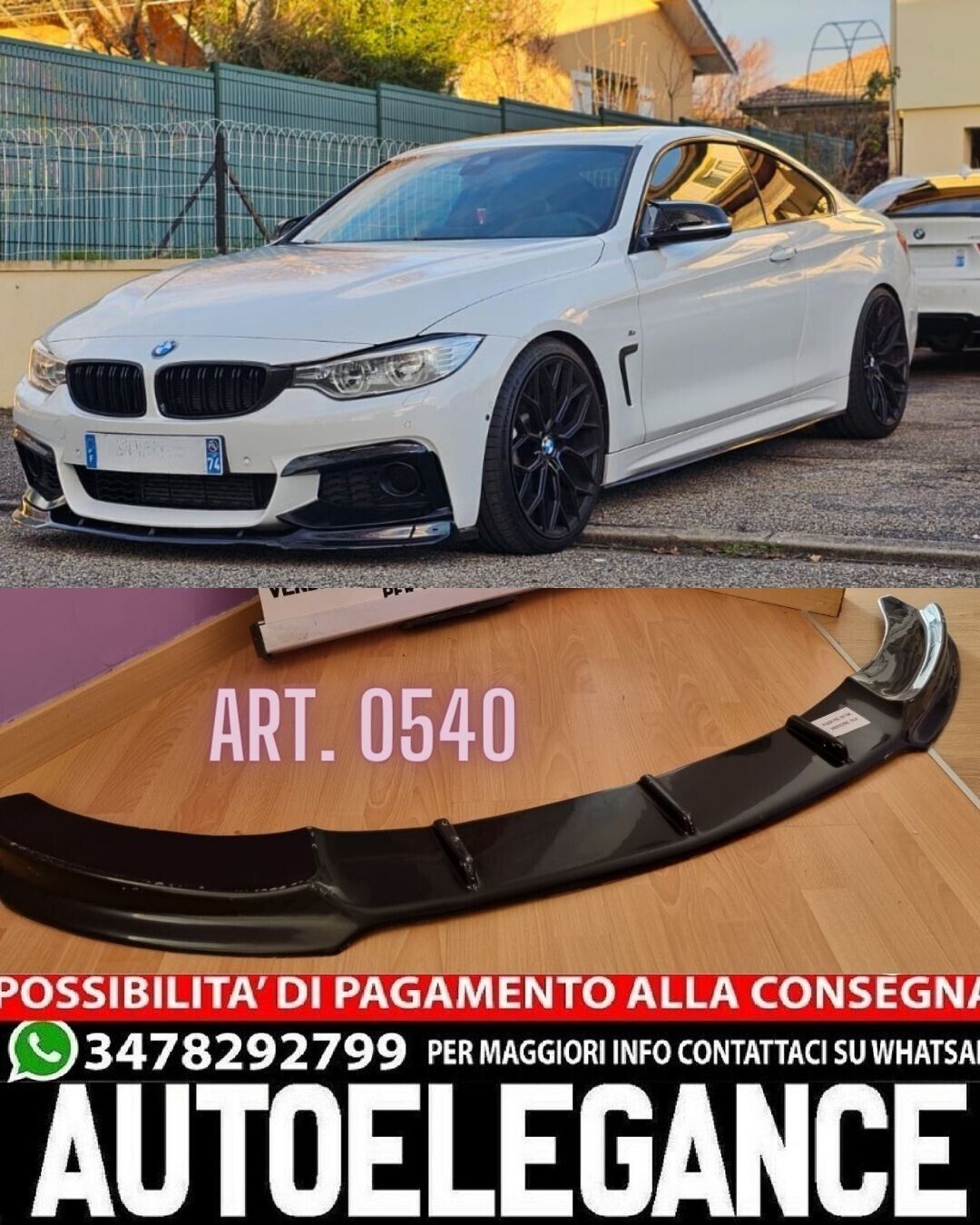 DIVISOR ADECUADO PARA BMW SERIE 4 F32 F33 F36 MSPORT LOOK DEPORTIVO NEGRO BRILLA
