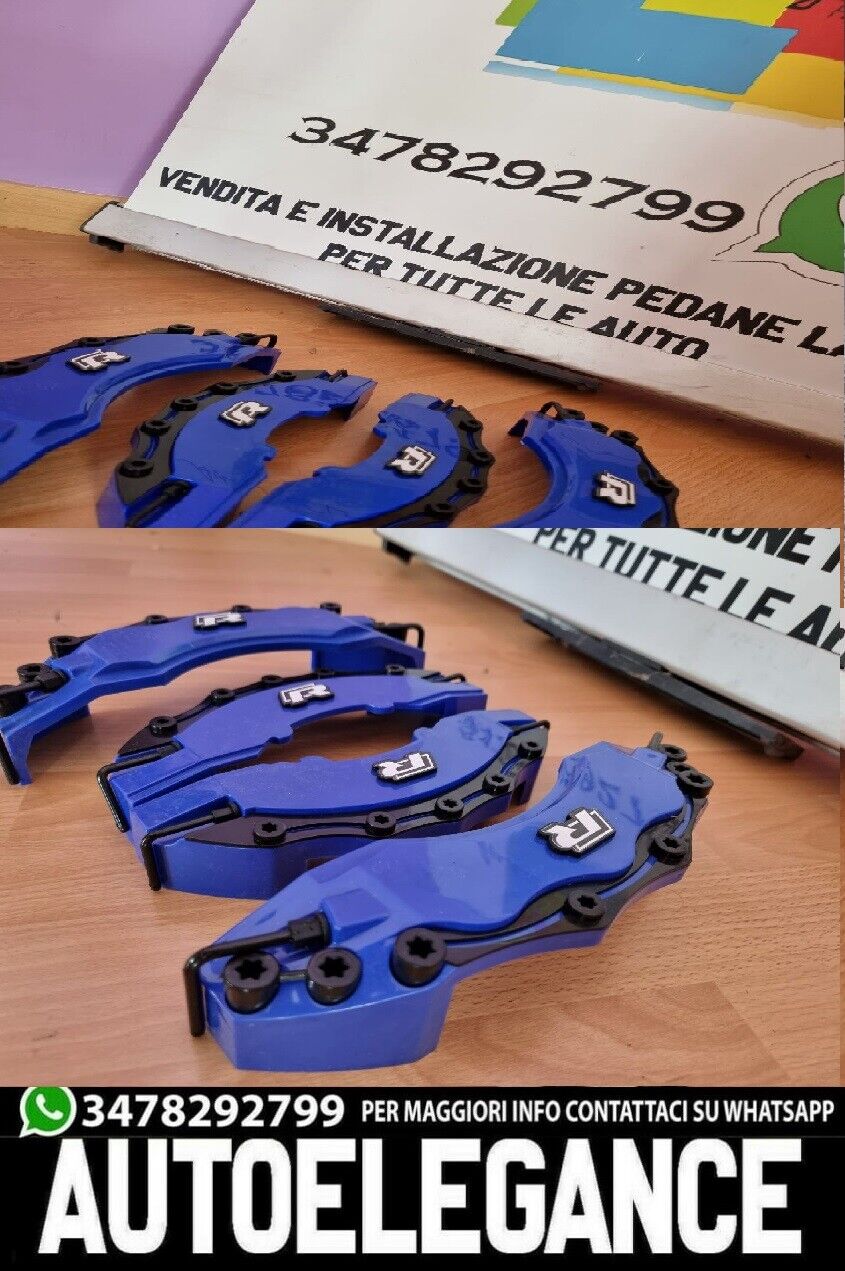 VW SET 4x COVER COPRI PINZE FRENI ANTERIORI & POSTERIORI LOOK RLINE -1 BLU