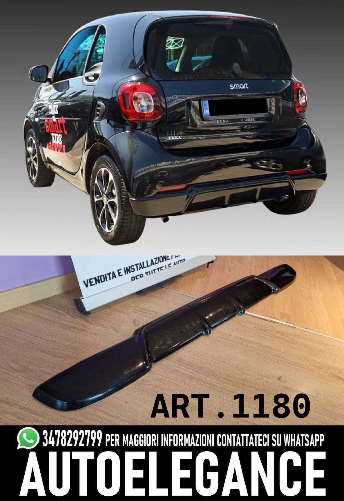 Diffusor Passend F&uuml;r Intelligent 453 Standard Schwarz Gl&auml;nzend