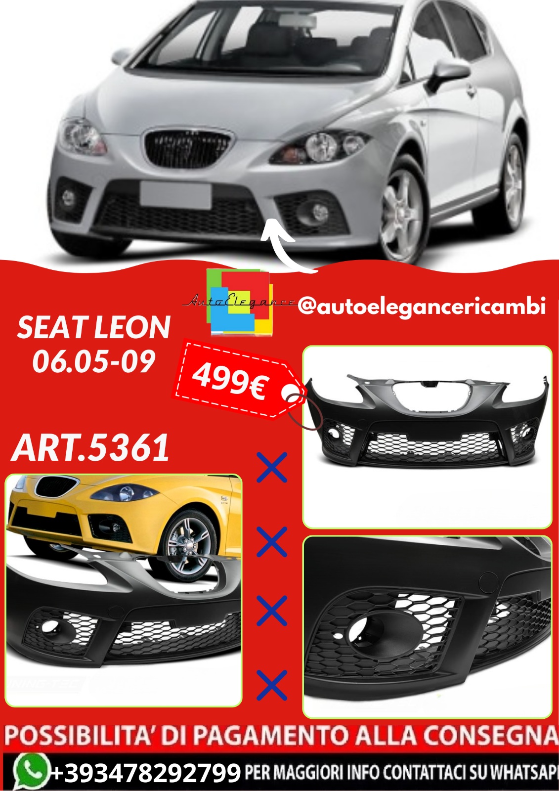 💕ART.5361 PARAURTI ANTERIORI SEAT LEON 06.05-09💕