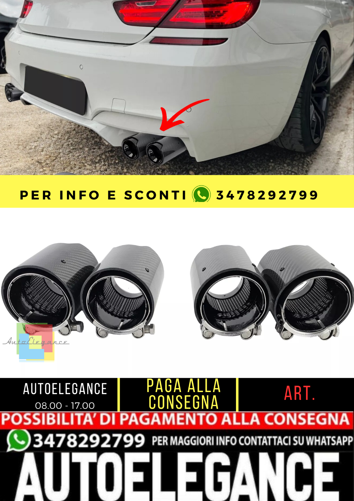 4x terminali di scarico in carbonio per BMW M5 F10 M6 F12 F13 F06