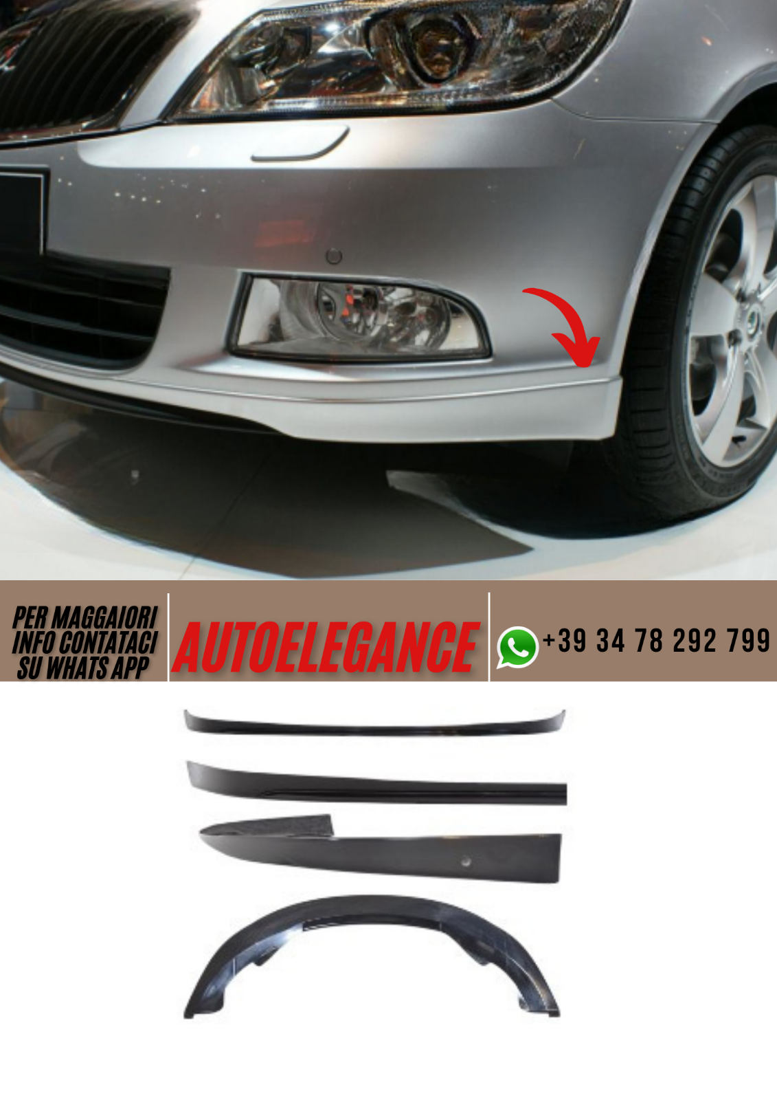 ❤?Spoiler paraurti anteriore  ADATTO PER SKODA OCTAVIA 2❤?