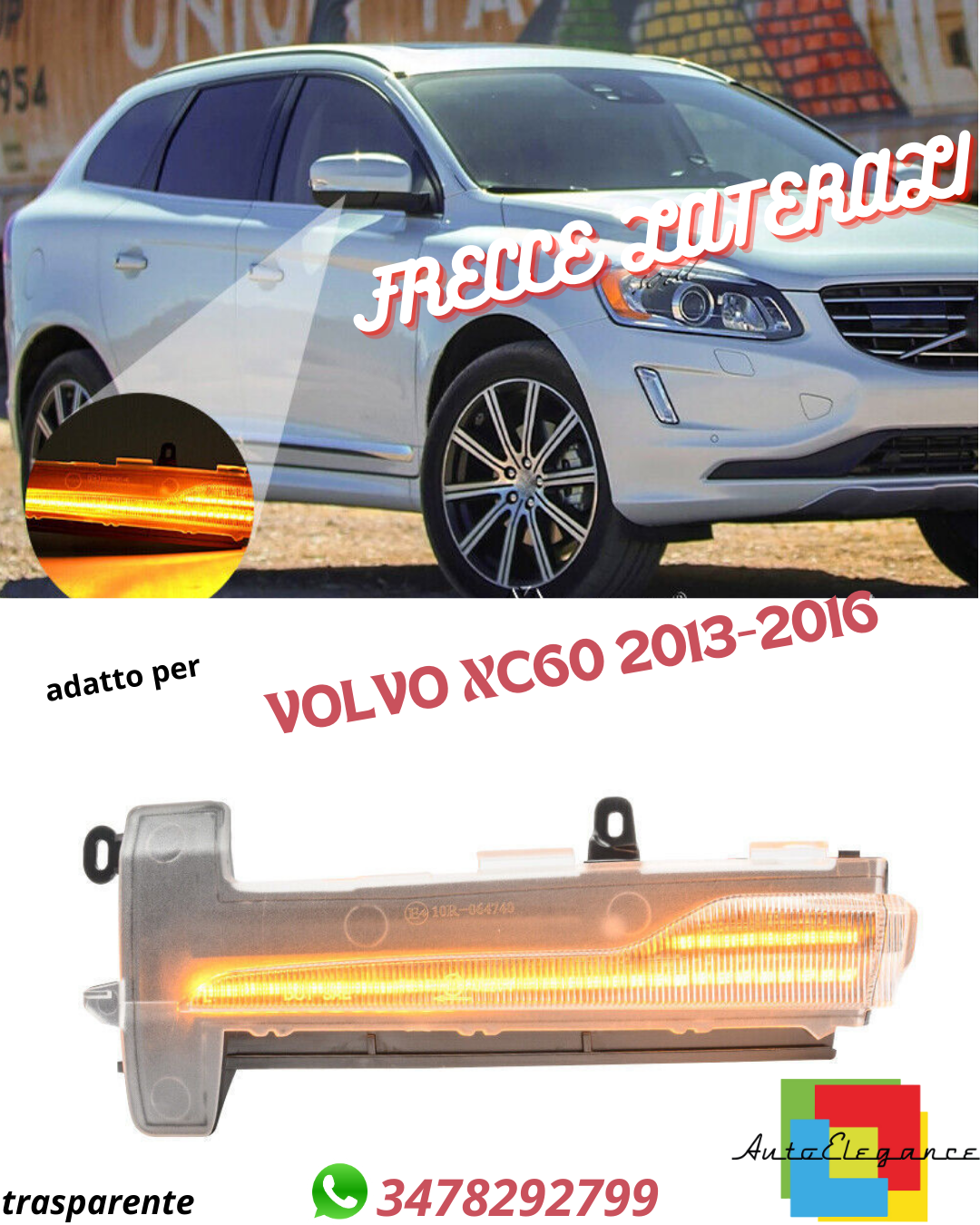 ?COPPIA FANALE ADATTO PER VOLVO XC60 2013-2016 FRECCIA SPECCHIO RETROVISORE?