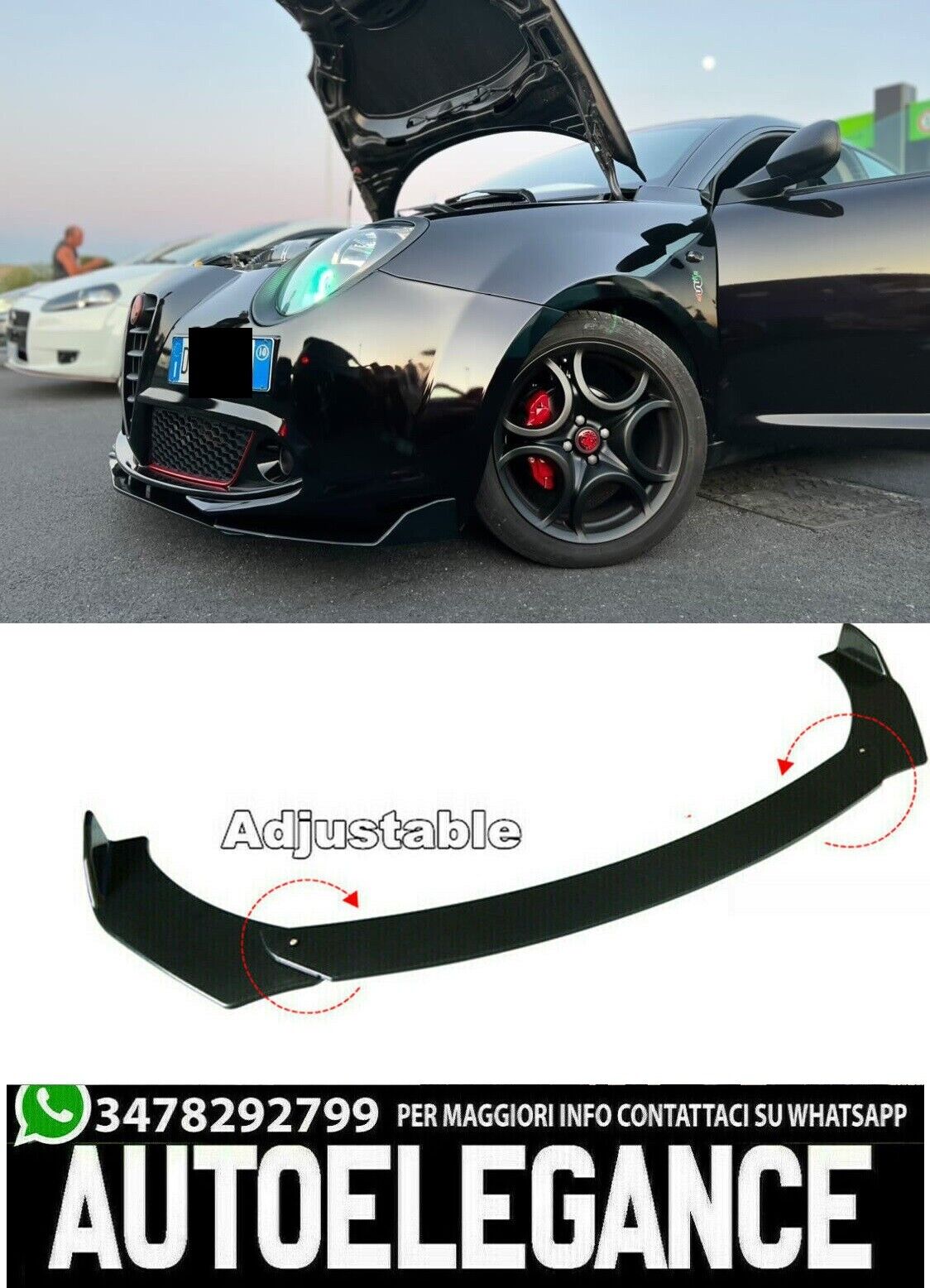 SPOILER LAMA SOTTO PARAURTI ANTERIORE PER ALFA ROMEO MITO ABS SPLITTER