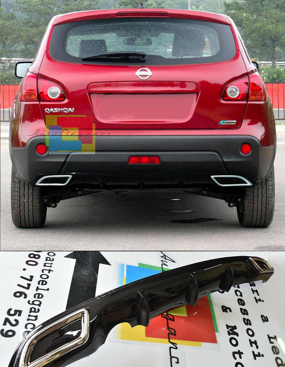 NISSAN QASHQAI J10 DIFFUSORE SOTTO PARAURTI DIFFUSORE TERMINALI OVALI ABS -