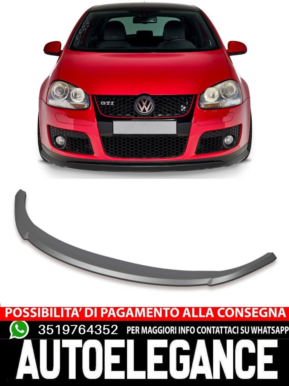 Spoiler Splitter Adapt&eacute; Pour VW Golf 5 GTI/GT Look Noir Brillant Design Sportif