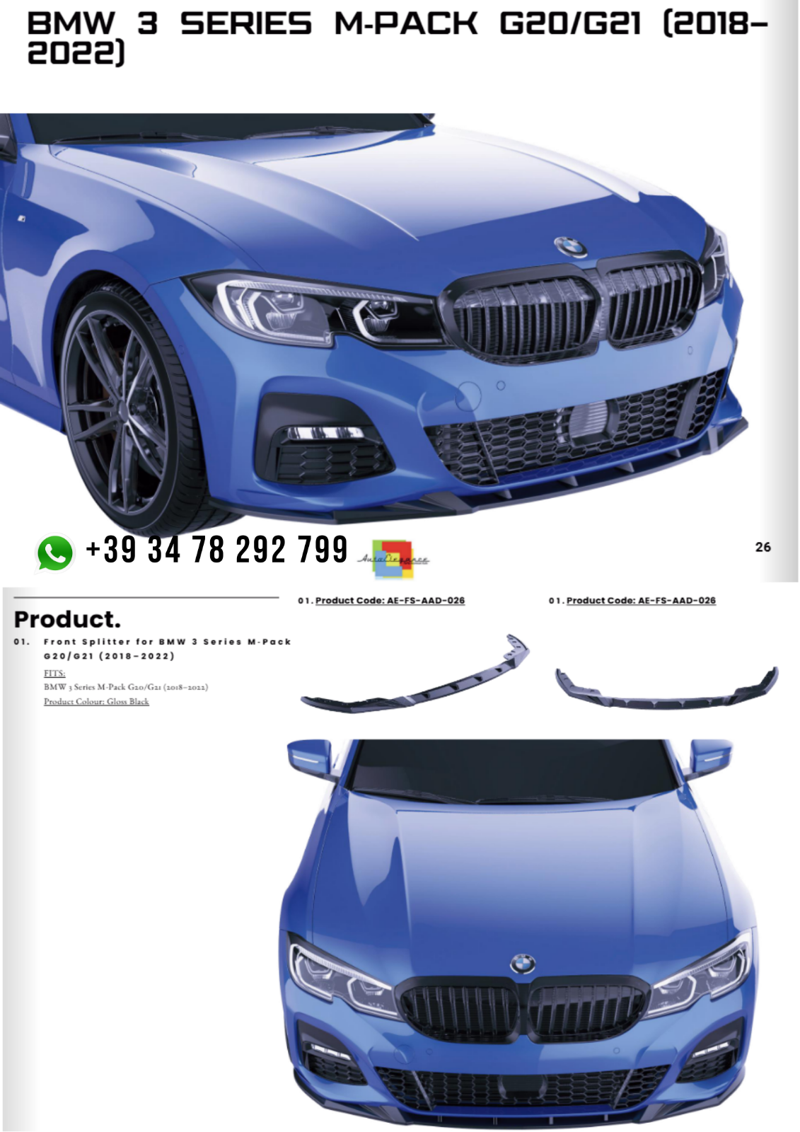 ART.2347 SPLITTER BMW 3 S&Eacute;RIE M-PACK G20 21 2028-2022