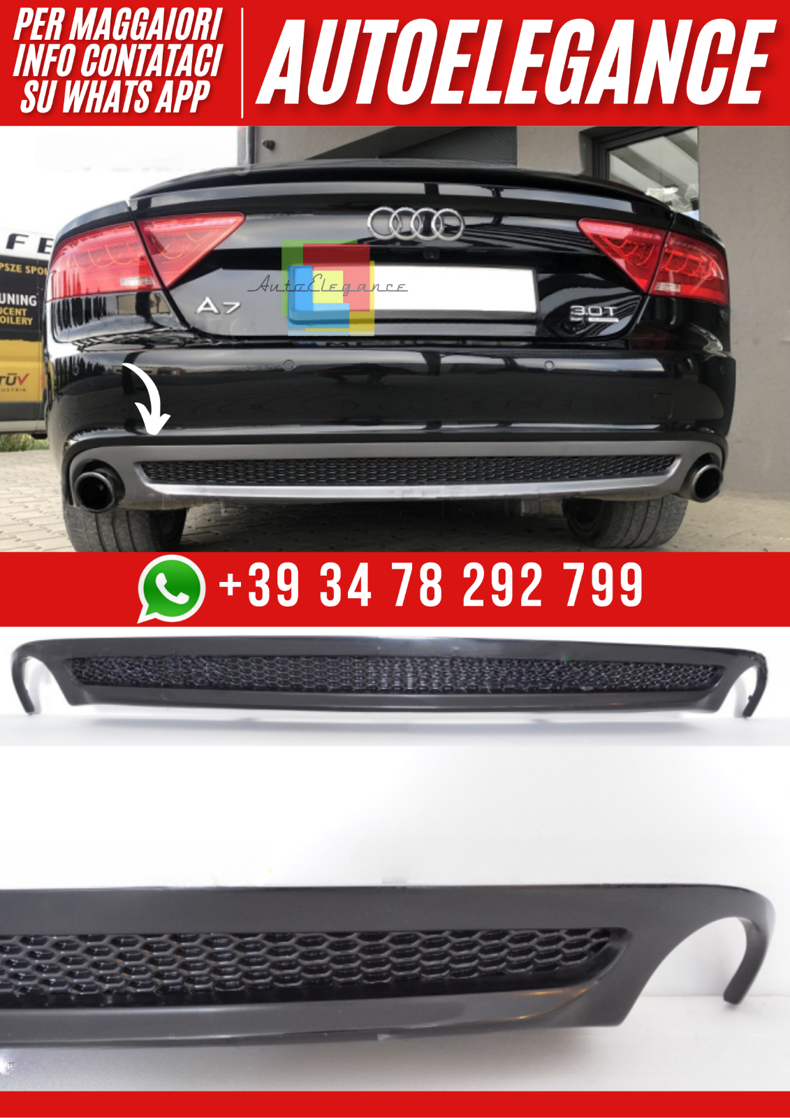 Diffuseur Arri&egrave;re pour Audi A7 Sportback 4G 2010&ndash;2014